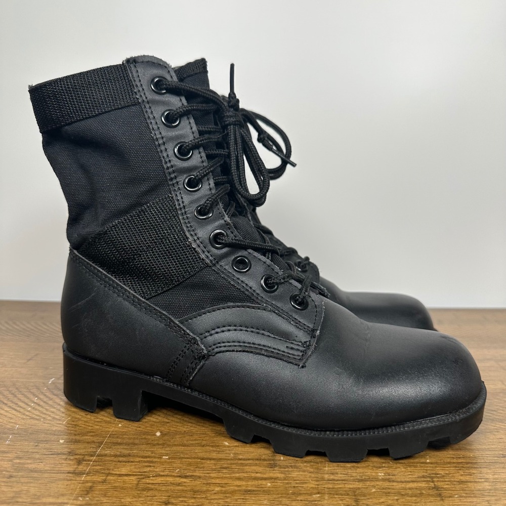 Rothco Jungle Boots Mens 5 Black Leather Canvas Speed Lace Military Combat Army